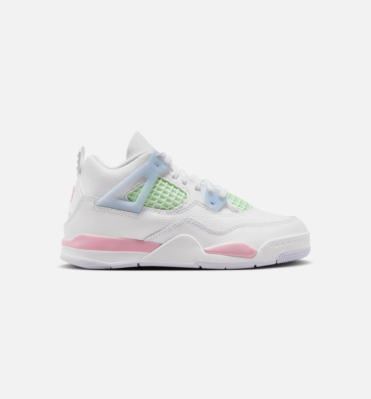 Air Jordan 4 Retro Medium Soft Pink Preschool Lifestyle Shoes - White / Medium Soft Pink / Half Blue
