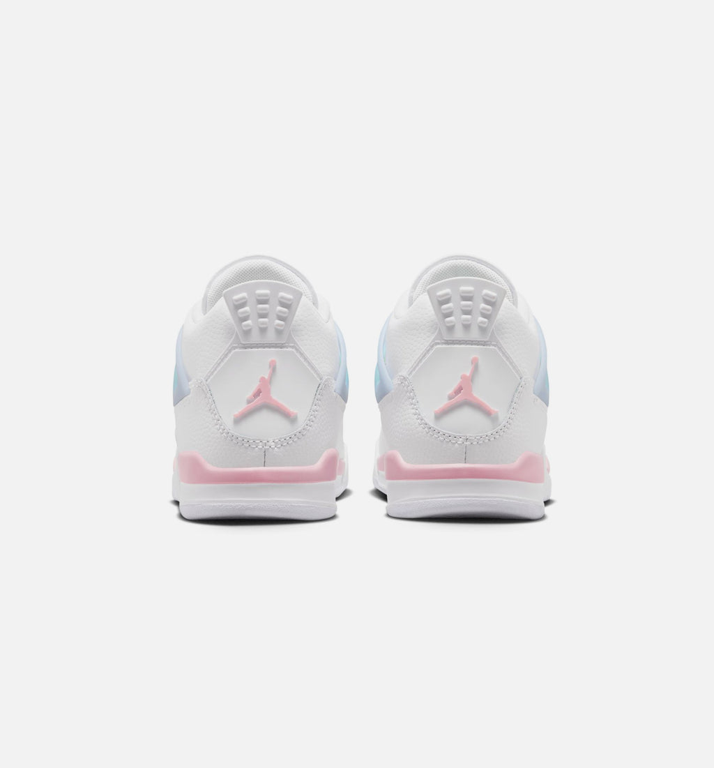 Air Jordan 4 Retro Medium Soft Pink Preschool Lifestyle Shoes - White / Medium Soft Pink / Half Blue