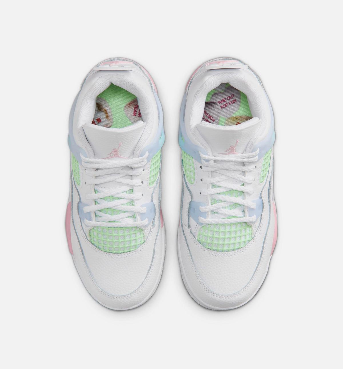 Air Jordan 4 Retro Medium Soft Pink Preschool Lifestyle Shoes - White / Medium Soft Pink / Half Blue