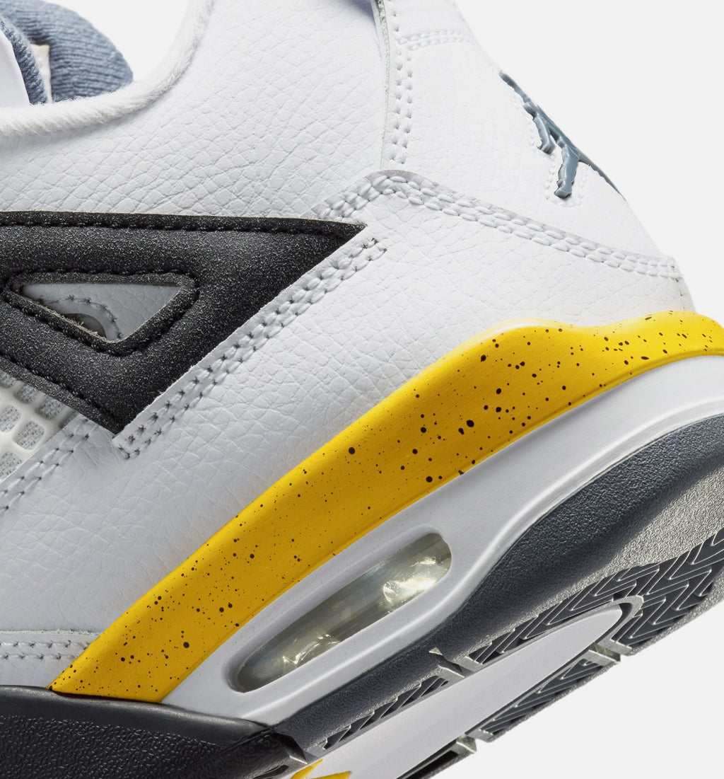 Air Jordan 4 Retro Rare Air Tour Yellow Grade School Lifestyle Shoes - White / Dark Blue Grey / Tour Yellow