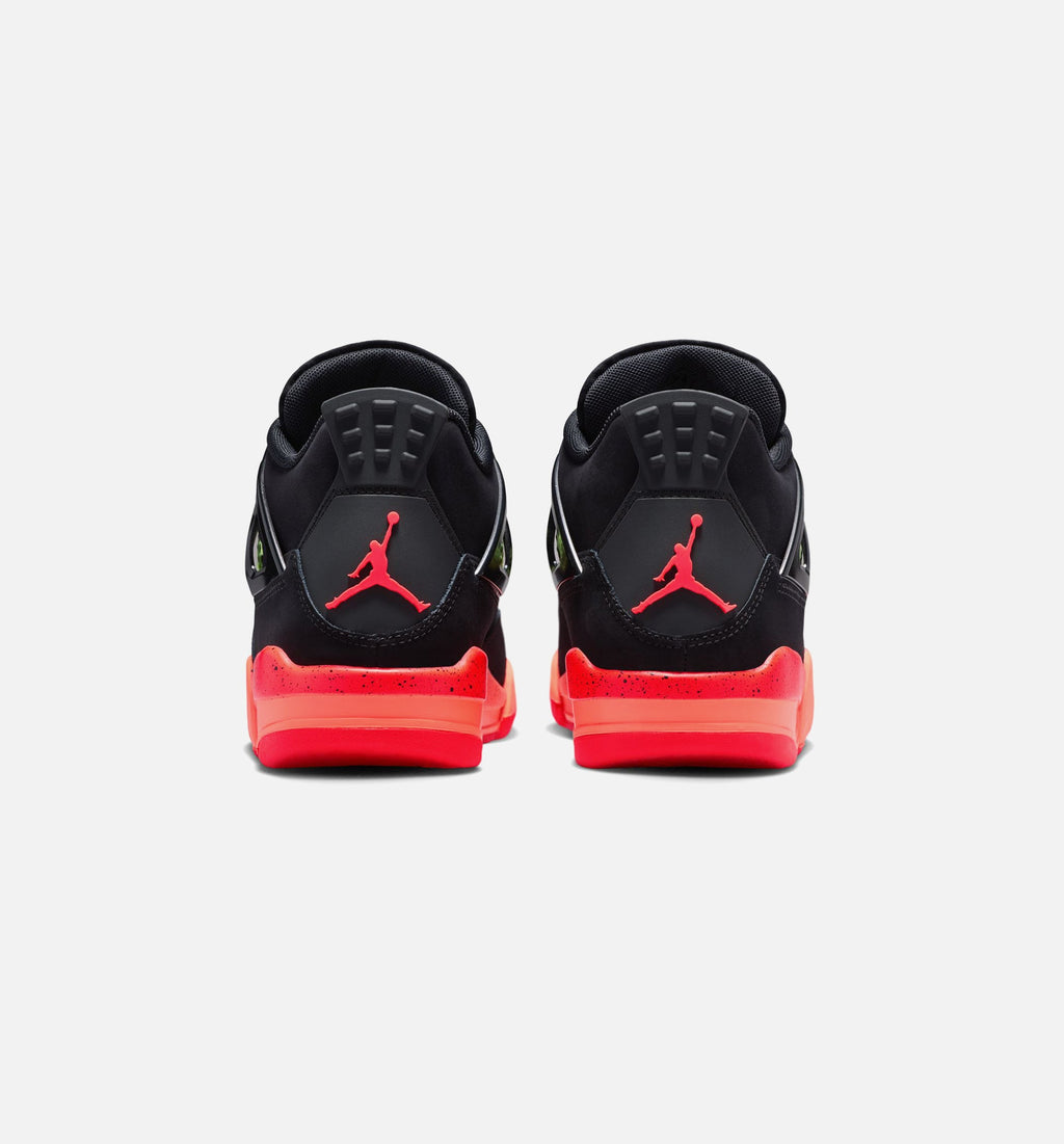 Air Jordan 4 Retro Black Infrared 23 Grade School Lifestyle Shoes - Black / Infrared 23 / Bright Mango