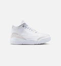 Air Jordan 3 Retro White and Silver Preschool Lifestyle Shoes - White / Metallic Silver