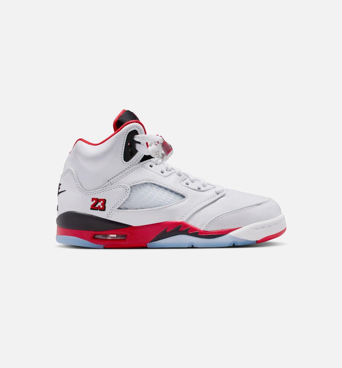 Air Jordan 5 Retro Fire Red Grade School Lifestyle Shoes - White / Fire Red / Black