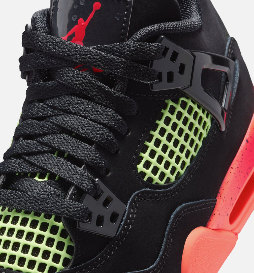 Air Jordan 4 Retro Black Infrared 23 Grade School Lifestyle Shoes - Black / Infrared 23 / Bright Mango
