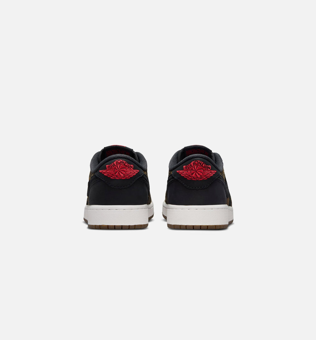 Air Jordan 1 Retro Low OG Laser Black & Varsity Red Grade School Shoes