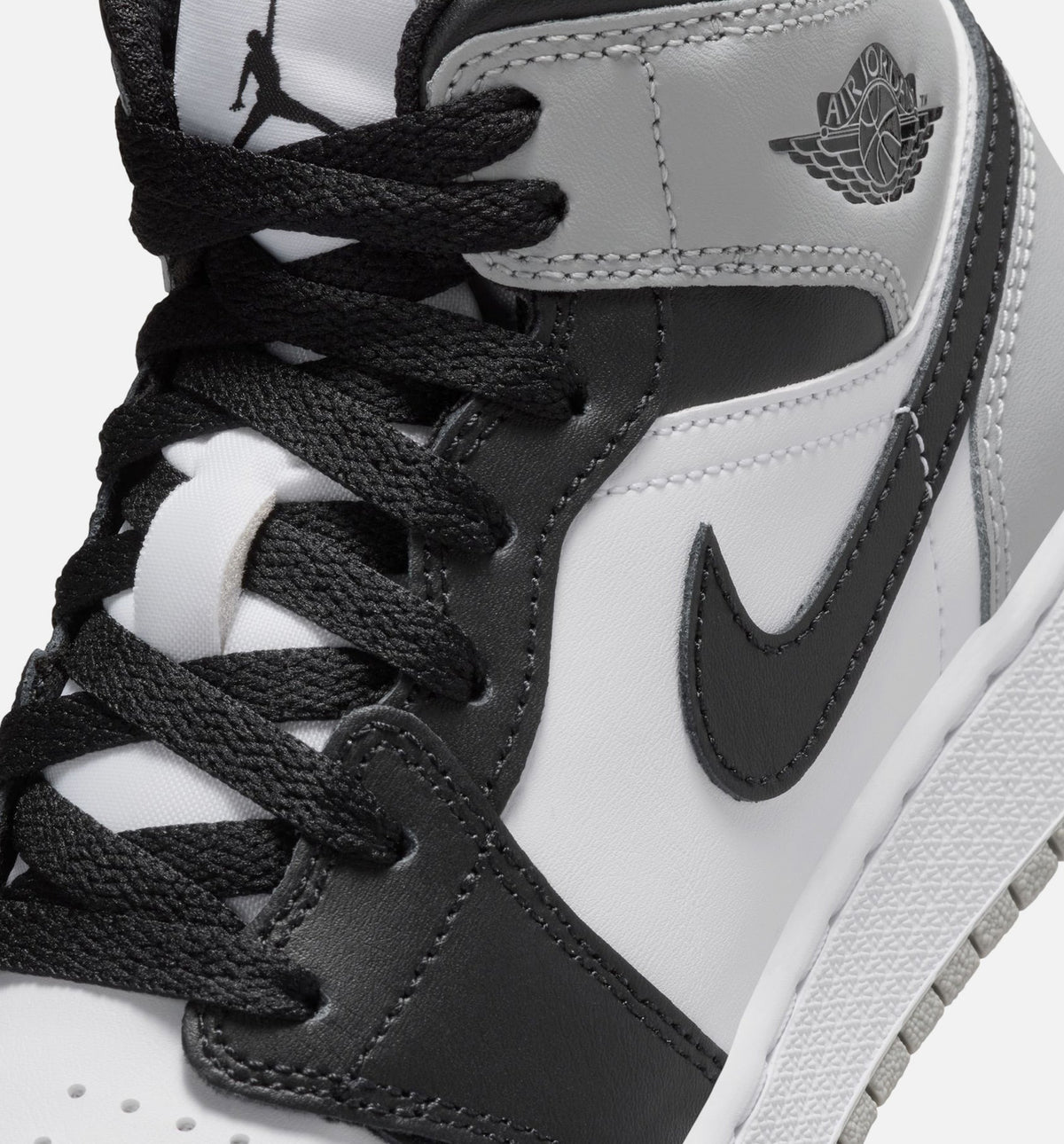 Air Jordan 1 Mid White Smoke Grey Grade School Shoes