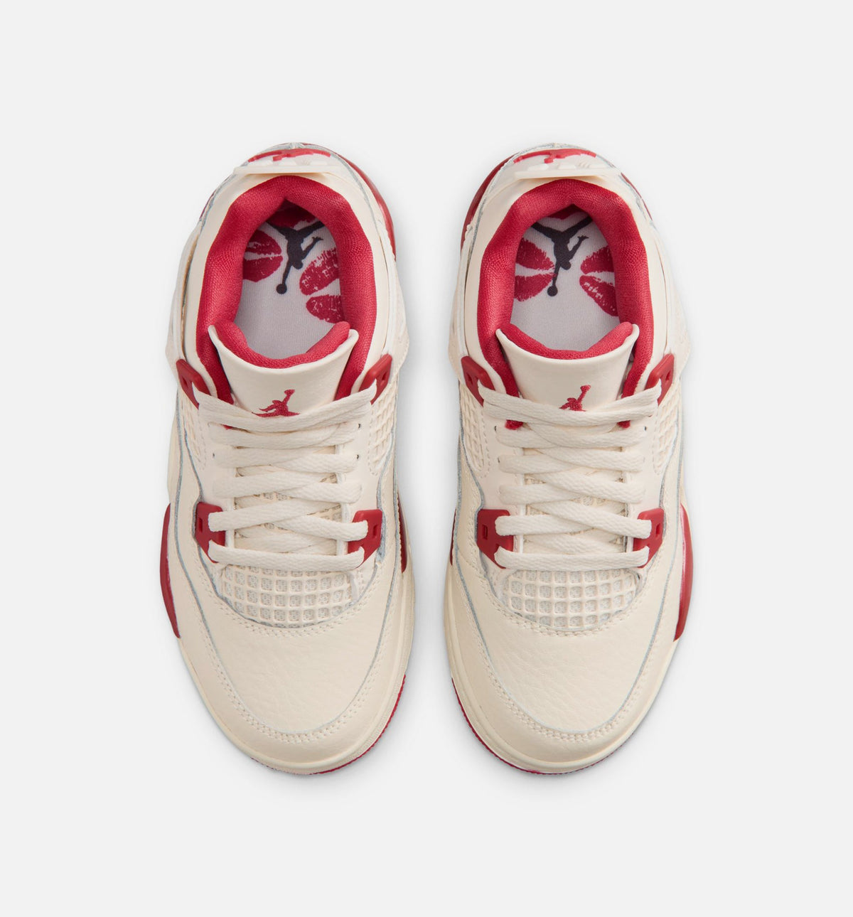 Air Jordan 4 Retro Valentine's Day Preschool Lifestyle Shoes - Pale Ivory / Sierra Red / Tough Red
