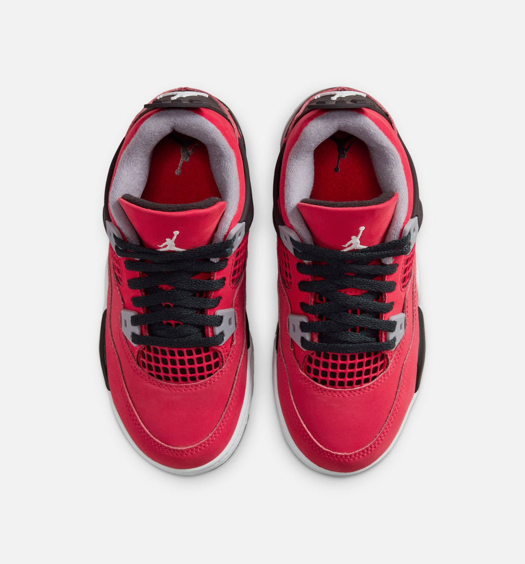 Air Jordan 4 Retro Toro Bravo Preschool Lifestyle Shoes - Fire Red / White / Cement Grey