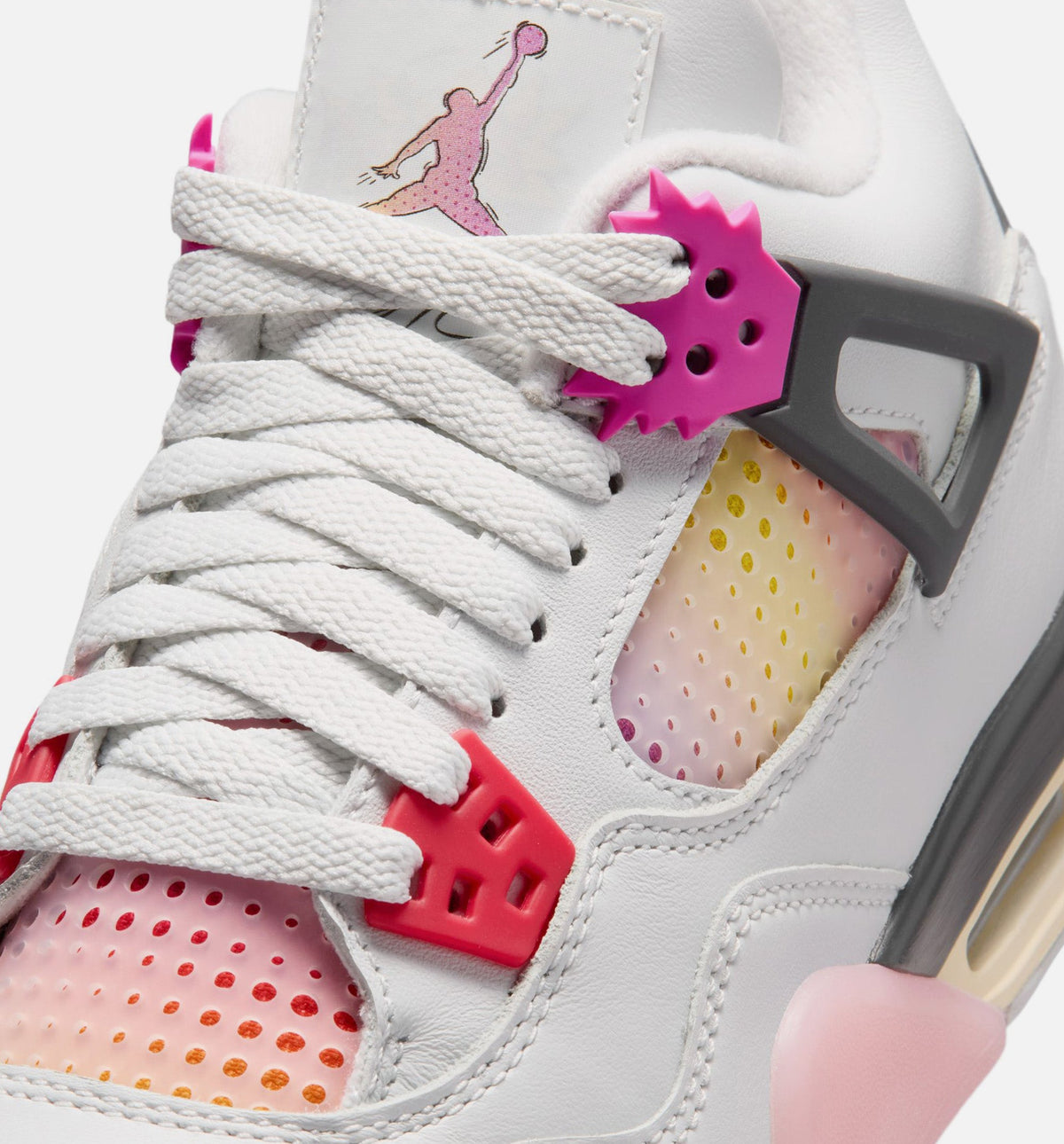 Air Jordan 4 Retro Comic Grade School Shoes - Off-White, Fire Pink & Anthracite