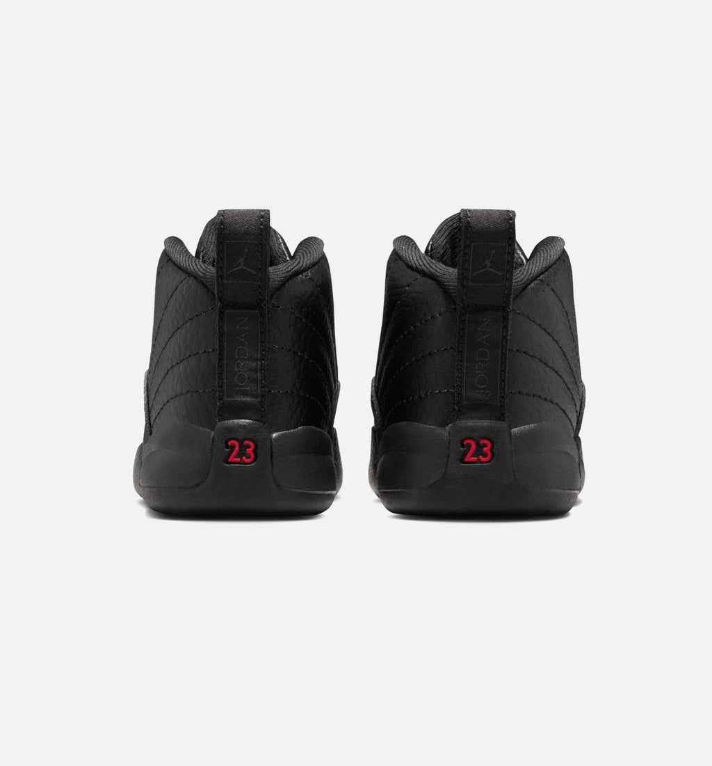 Air Jordan 12 Retro Bloodline Infant & Toddler Lifestyle Shoes - Black / Varsity Red