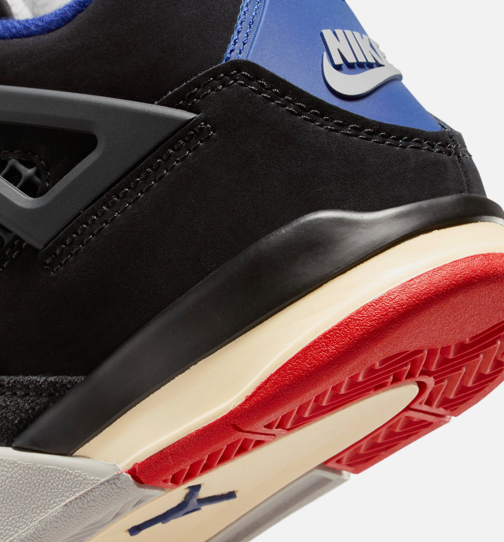 Air Jordan 4 Retro Rare Air Preschool Lifestyle Shoes - Black / Fire Red / Deep Royal Blue
