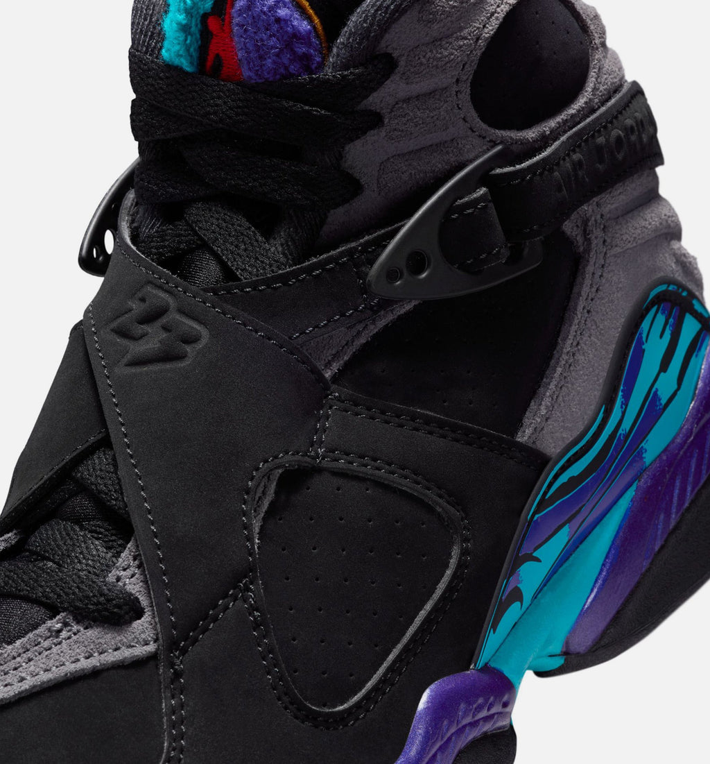 Air Jordan 8 Retro Aqua Grade School Lifestyle Shoes - Black / Bright Concord / Multi-Color