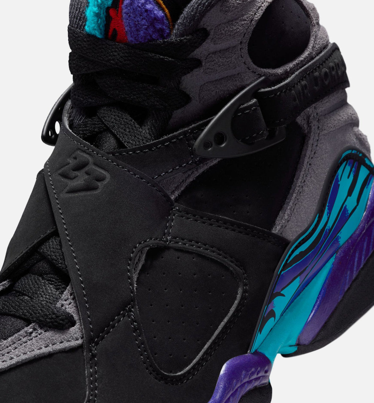 Air Jordan 8 Retro Aqua Grade School Lifestyle Shoes - Black / Bright Concord / Multi-Color