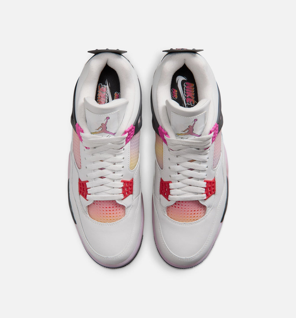 Air Jordan 4 Retro Comic Men's Lifestyle Shoes - Off-White, Fire Pink & Anthracite
