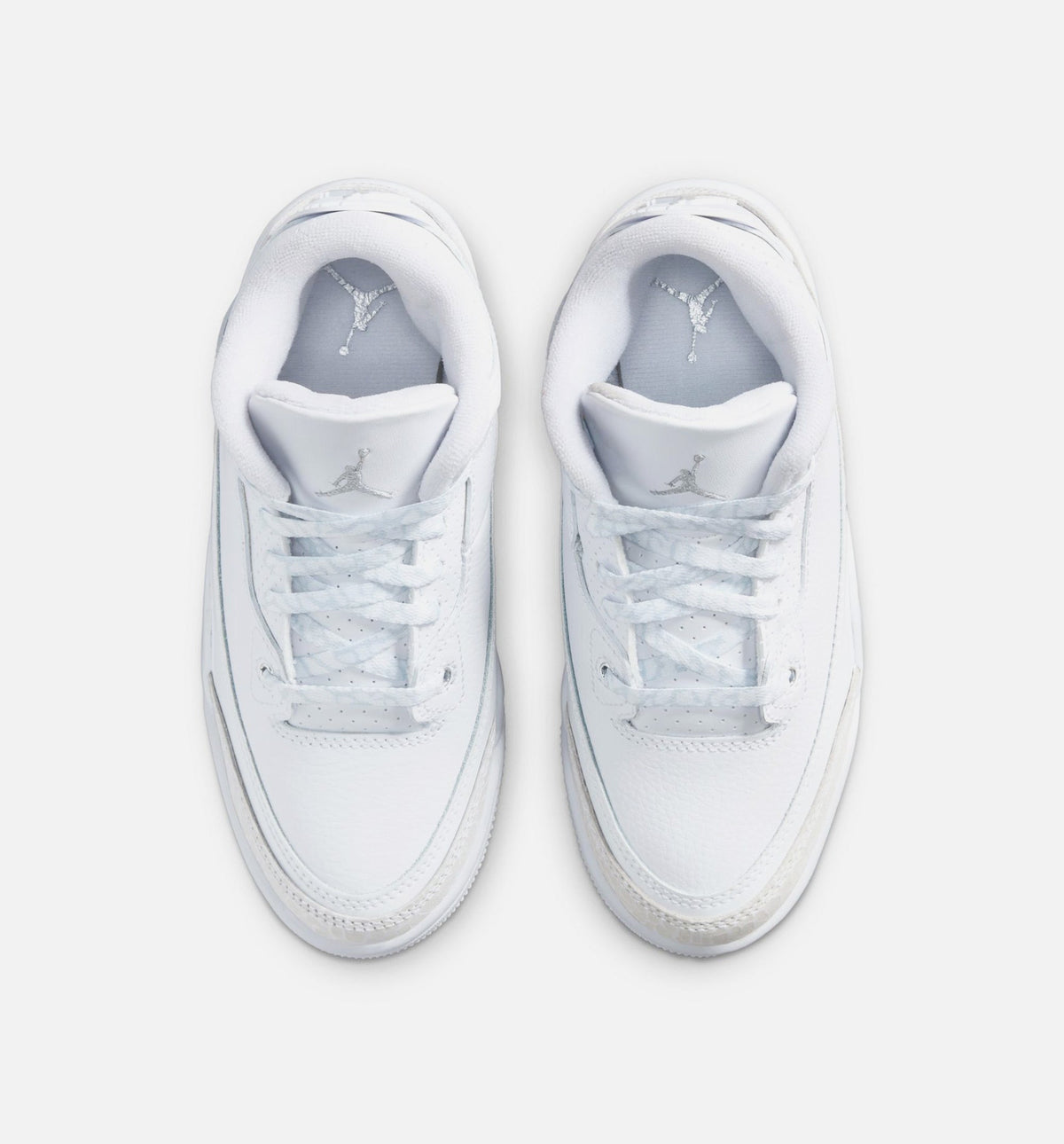 Air Jordan 3 Retro White and Silver Preschool Lifestyle Shoes - White / Metallic Silver