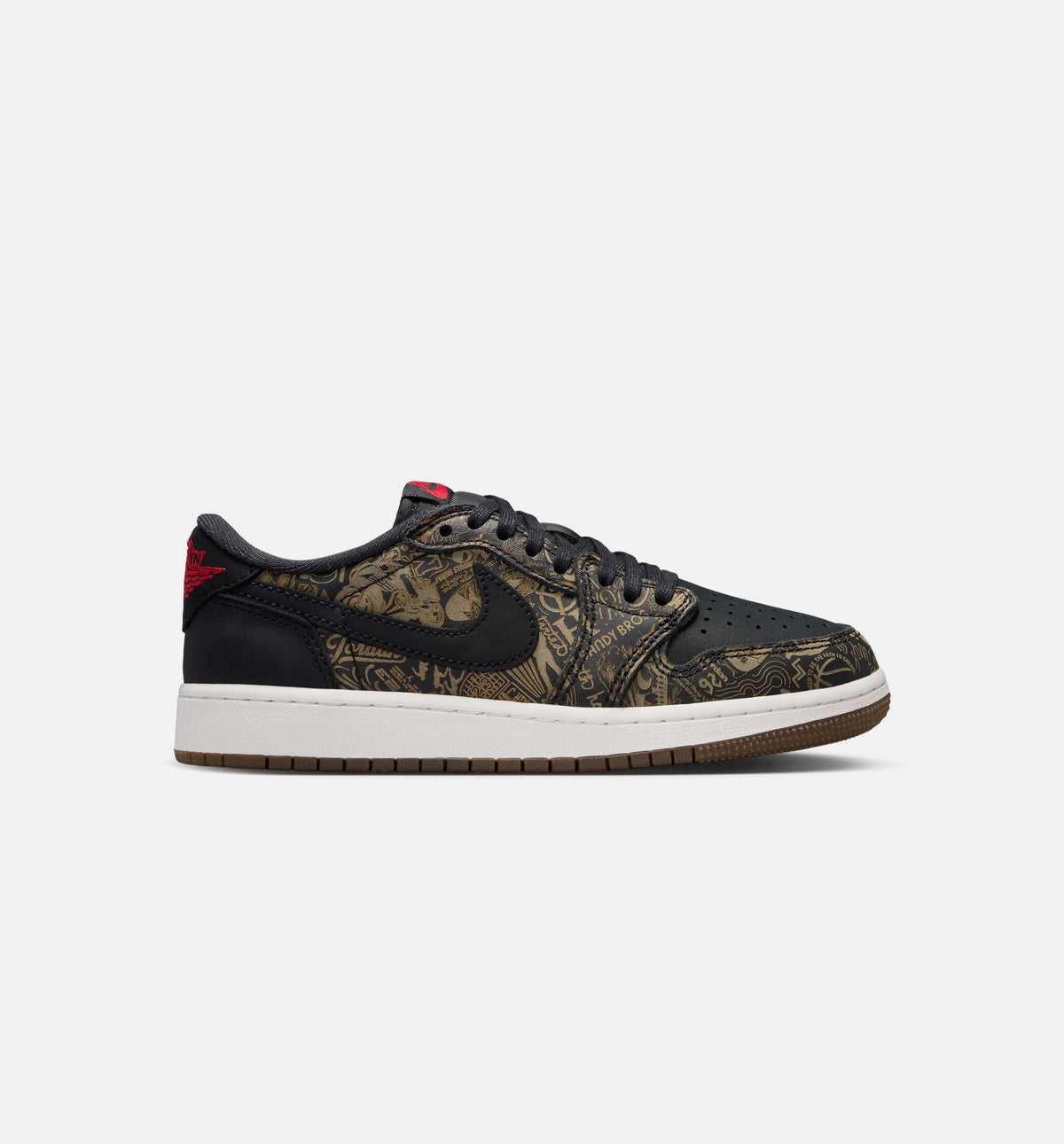 Air Jordan 1 Retro Low OG Laser Black & Varsity Red Grade School Shoes