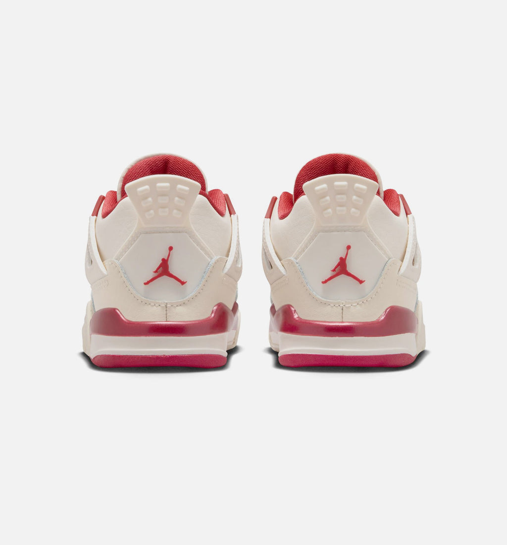 Air Jordan 4 Retro Valentine's Day Infant & Toddler Lifestyle Shoes - Pale Ivory / Sierra Red / Tough Red