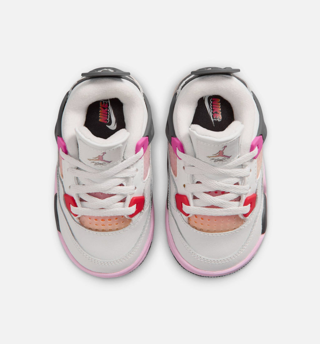Air Jordan 4 Retro Comic Infant & Toddler Shoes - Off-White, Fire Pink & Anthracite