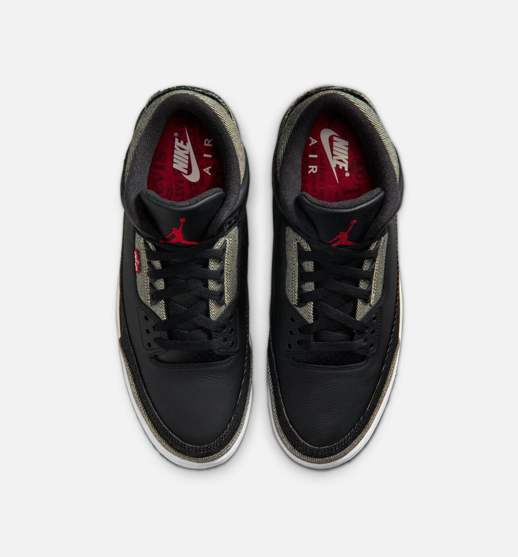 Air Jordan 3 x Levi's Black and White Men's Lifestyle Shoes - Denim / Black / Gym Red