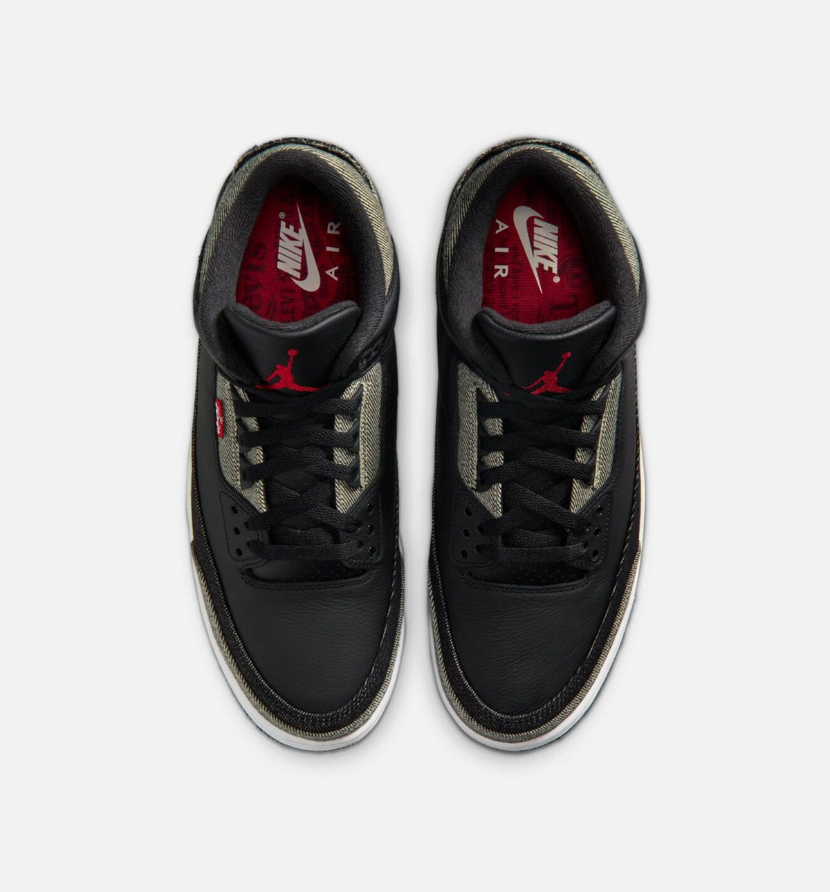 Air Jordan 3 x Levi's Black and White Men's Lifestyle Shoes - Denim / Black / Gym Red
