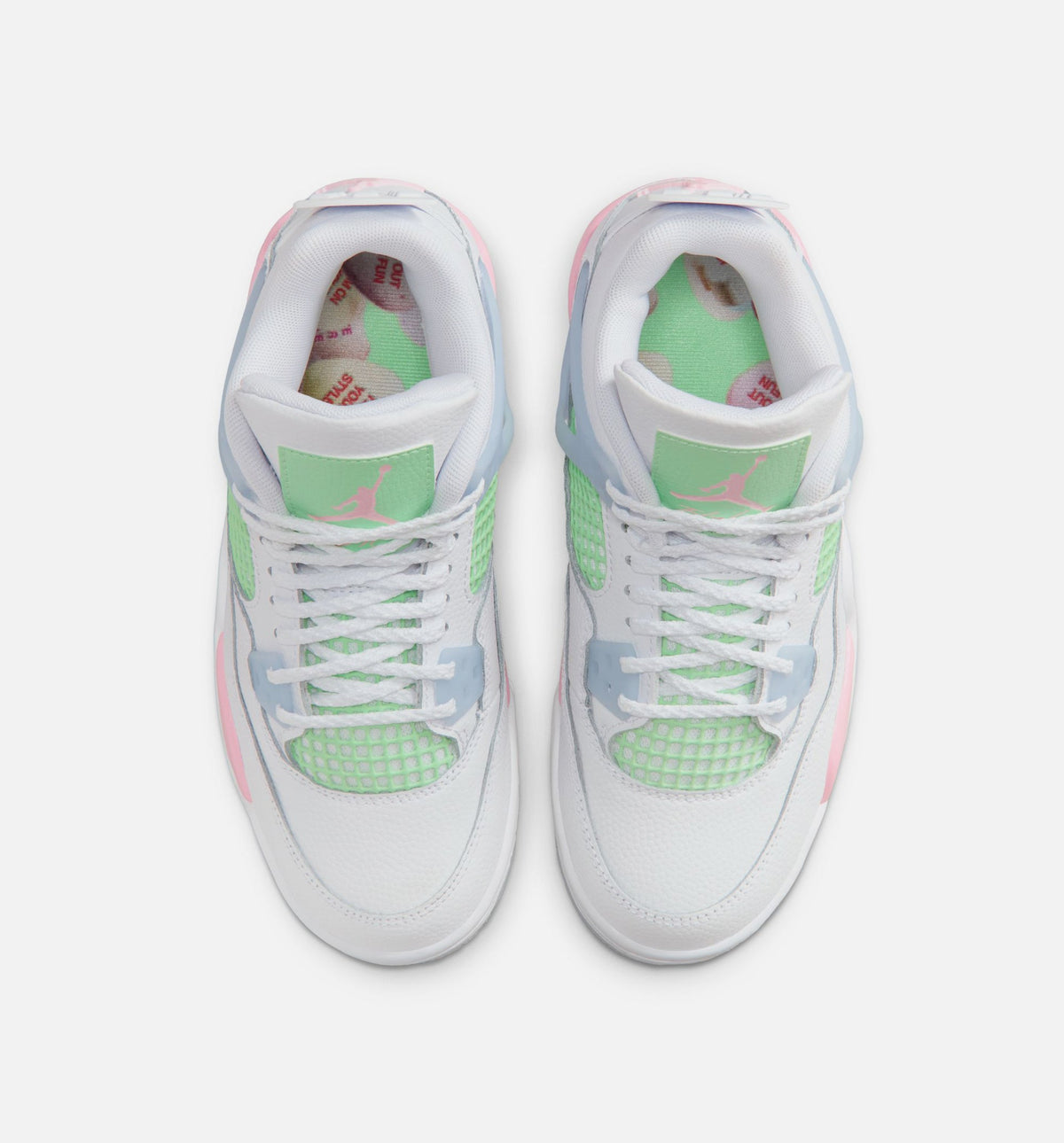 Air Jordan 4 Retro Medium Soft Pink Grade School Lifestyle Shoes - White / Medium Soft Pink / Half Blue