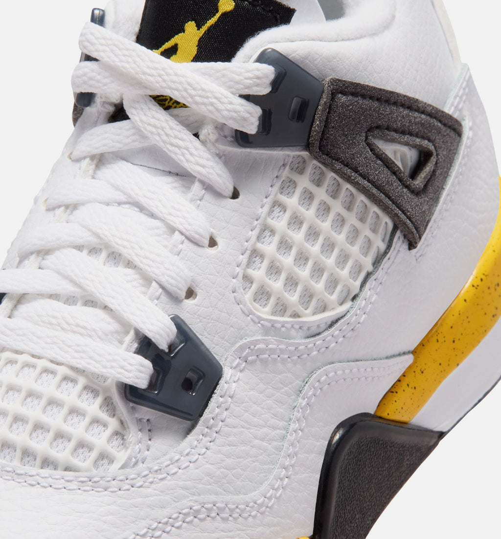 Air Jordan 4 Retro Rare Air Tour Yellow Preschool Lifestyle Shoes - White / Dark Blue Grey / Tour Yellow