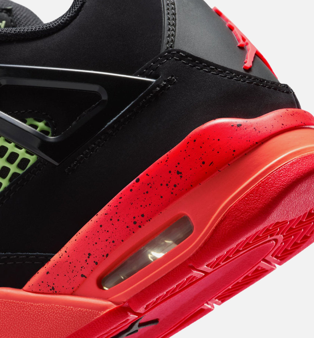 Air Jordan 4 Retro Black Infrared 23 Grade School Lifestyle Shoes - Black / Infrared 23 / Bright Mango