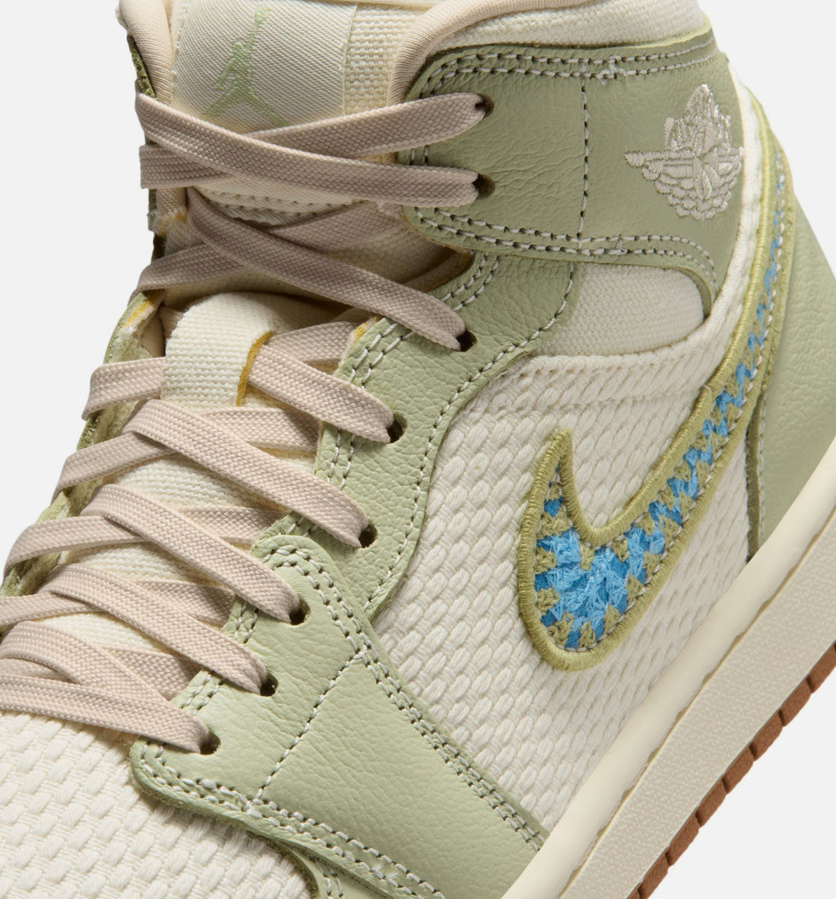 Air Jordan 1 Mid SE Women's Lifestyle Shoes - Olive Aura / Pearl White / Lawn