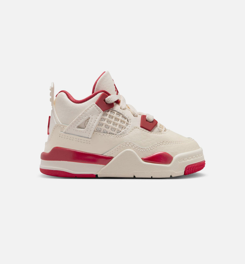 Air Jordan 4 Retro Valentine's Day Infant & Toddler Lifestyle Shoes - Pale Ivory / Sierra Red / Tough Red