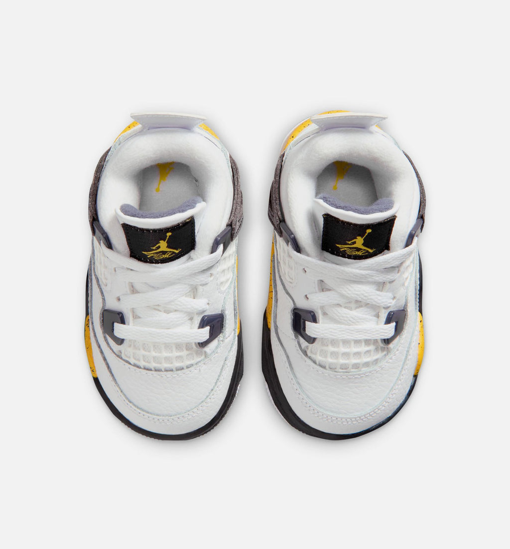 Air Jordan 4 Retro Rare Air Tour Yellow Infant & Toddler Lifestyle Shoes - White / Dark Blue Grey / Tour Yellow