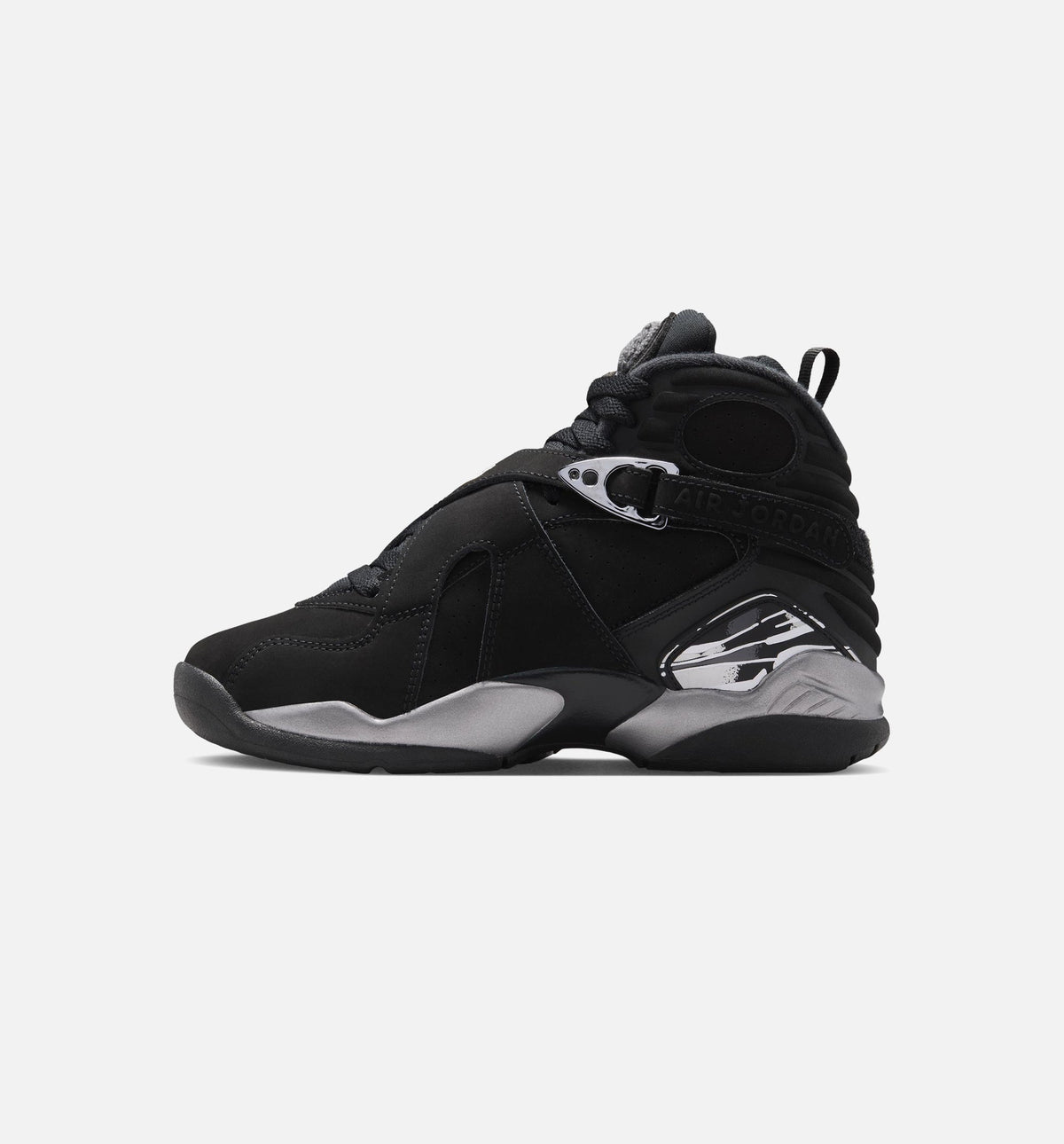 Air Jordan 8 Retro Chrome Grade School Lifestyle Shoes - Black / White / Light Graphite