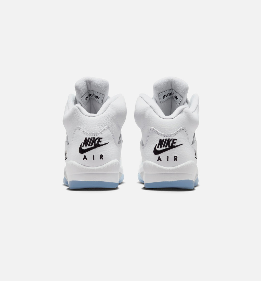 Air Jordan 5 Retro OG White Metallic Grade School Lifestyle Shoes - White / Black / Metallic Silver
