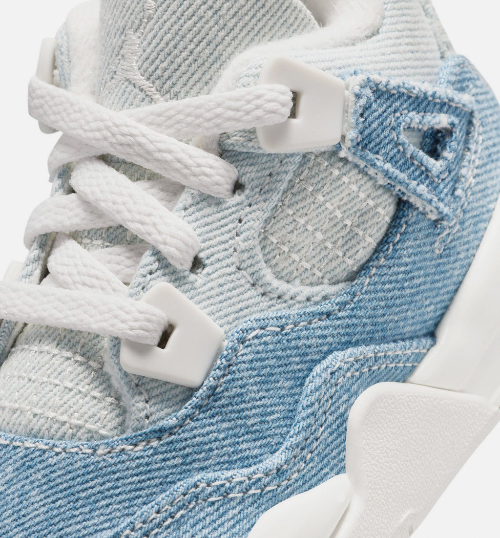 Air Jordan 4 Retro Worn Blue Infant & Toddler Lifestyle Shoes - Sail / Worn Blue / Metallic Gold