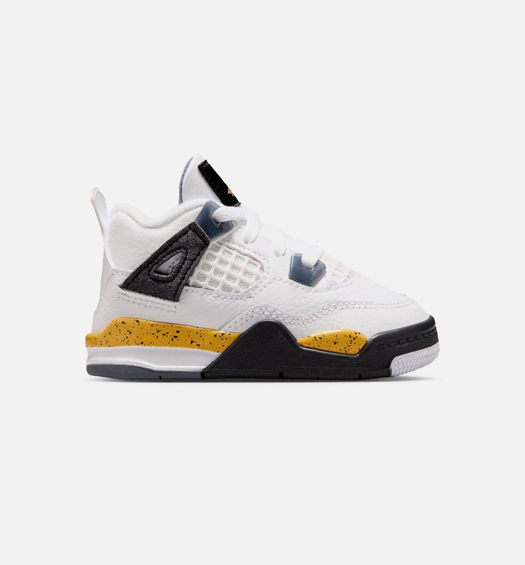 Air Jordan 4 Retro Rare Air Tour Yellow Infant & Toddler Lifestyle Shoes - White / Dark Blue Grey / Tour Yellow