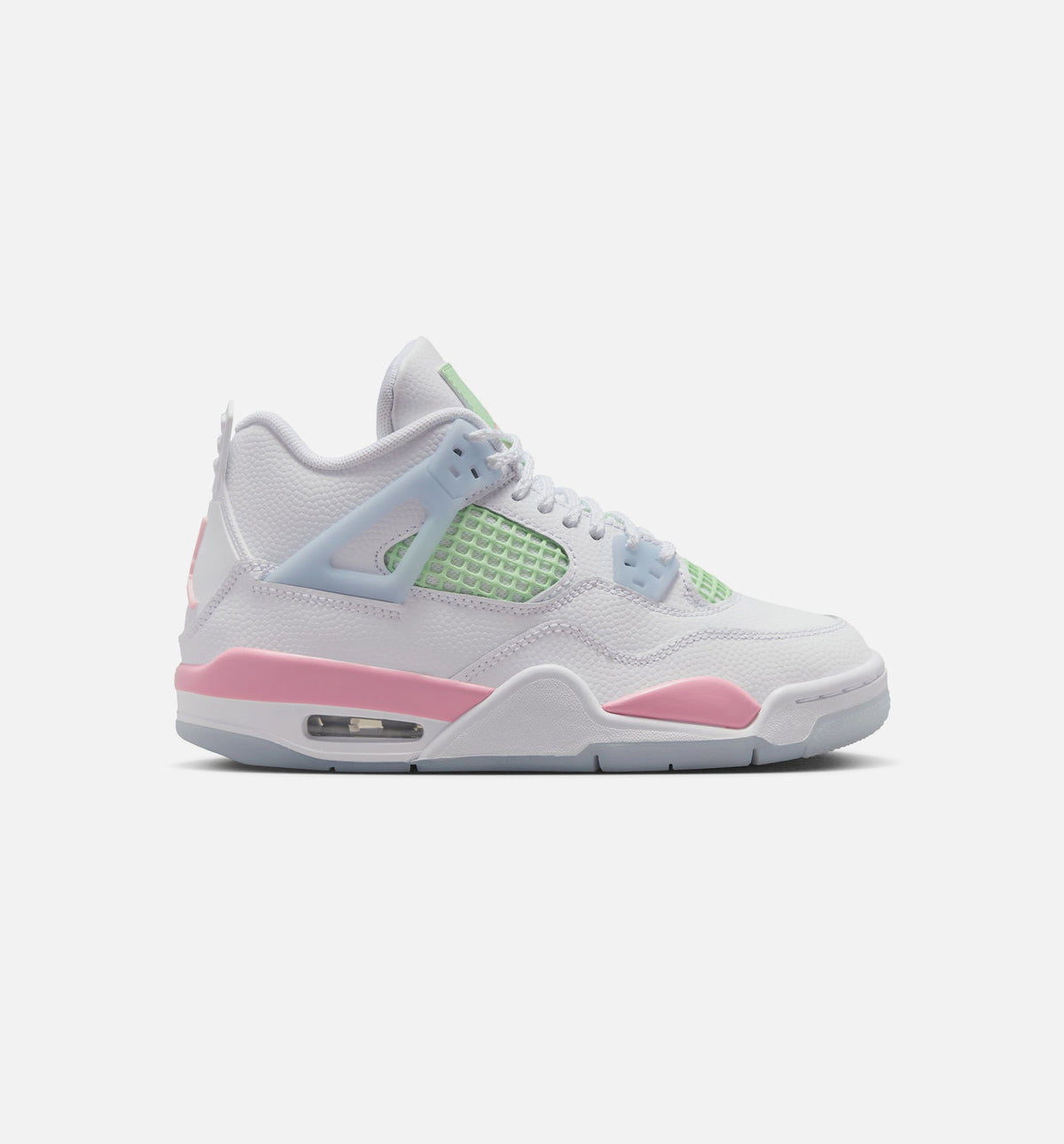 Air Jordan 4 Retro Medium Soft Pink Grade School Lifestyle Shoes - White / Medium Soft Pink / Half Blue