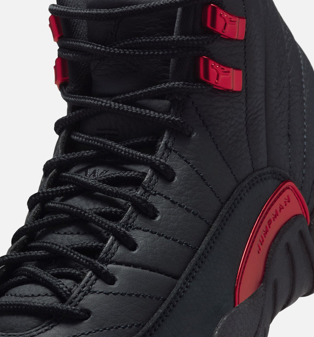 Air Jordan 12 Retro Bloodline Grade School Lifestyle Shoes - Black / Varsity Red
