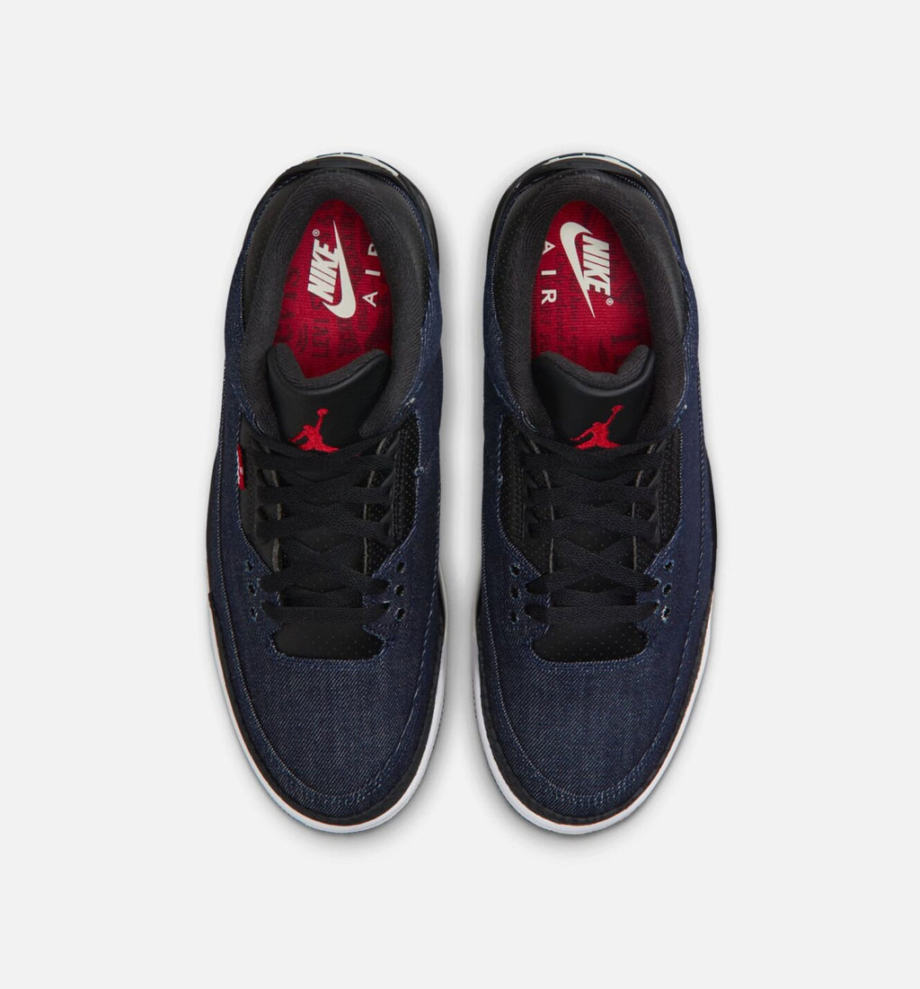 Air Jordan 3 x Levi's Indigo and Gym Red Men's Lifestyle Shoes - Denim / Black / Sail